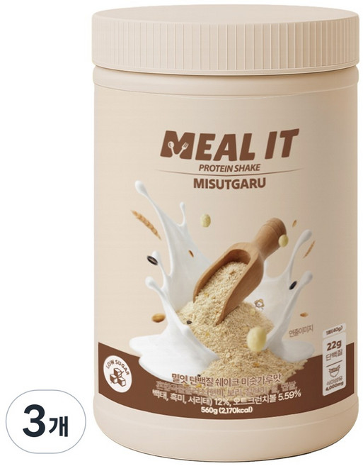 밀잇 식단관리 단백질 쉐이크 미숫가루맛, 560g, 3개