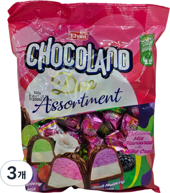 궁금한공작소 엘반 초코랜드 듀오 어솔트먼트 초콜릿 개별포장 약, 3개, 500g