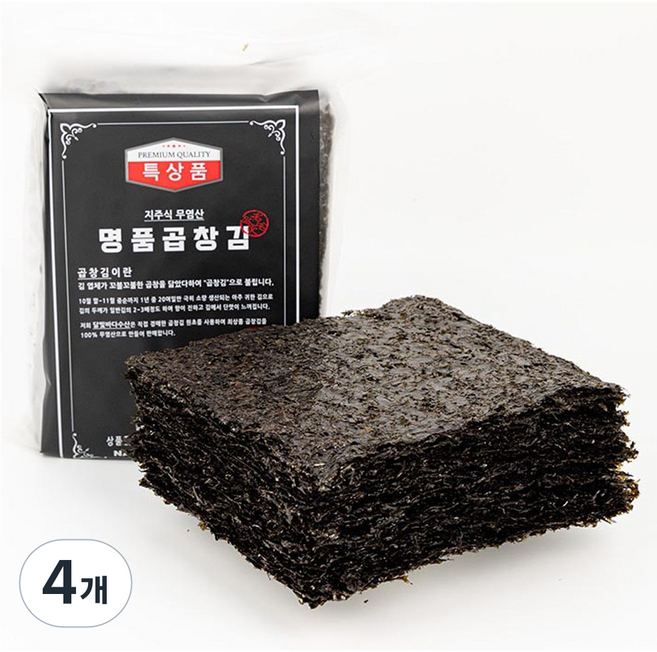 달빛바다수산 사카린무첨가 지주식 무염산 햇 명품곱창김 50장 100장, 240g, 4개