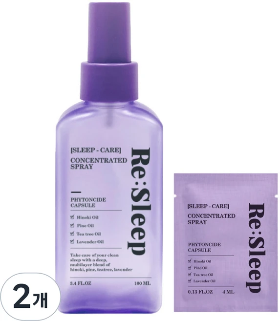 리슬립 슬립 케어 피톤치드 편백 농축 스프레이 휴대용 (오일 3% 캡슐형), 100ml, 2개 - 쿠팡