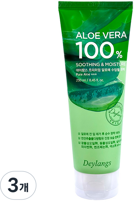 데이랑스 프리미엄 알로에 수딩젤 100 튜브형, 3개, 250g