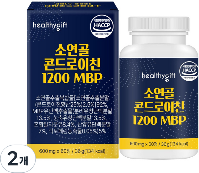 [런칭 특가] 소연골 콘드로이친 1200 MBP 식약처 HACCP 인증 보스웰리아 추출물 부모님 선물, 60정, 2개