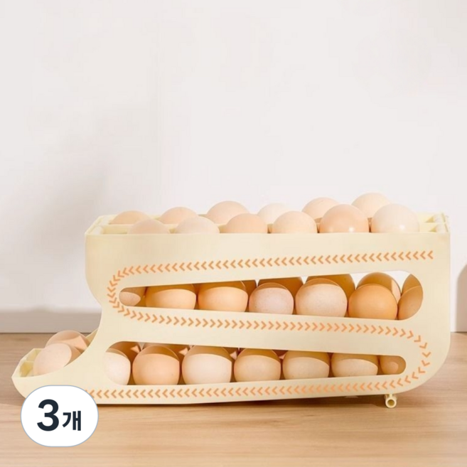 리빙위드미 정리력갑 대용량 슬라이딩 계란 트레이 보관함, 3개