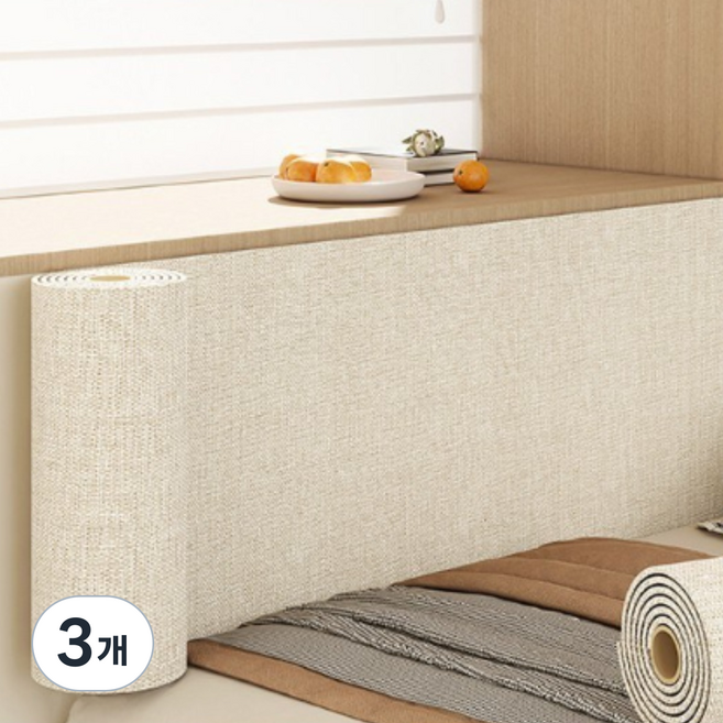 항균 곰팡이 습기방지 접착식 단열벽지, 3개, 크림베이지