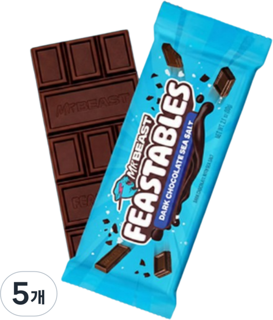 미스터비스트 피스터블 다크초콜릿씨솔트 초콜릿 사무실 탕비실 간식, 5개, 60g