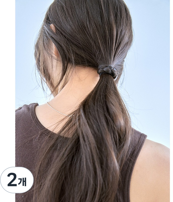 핑크에이지 밴딩스타일 내추럴 땋은머리 고무줄, 2개, BB1 브라운