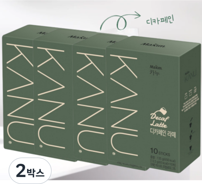 글로벌스토어 카누 카페인없는 디카페인 라떼 믹스 45T, 13.5g, 45개입, 2박스