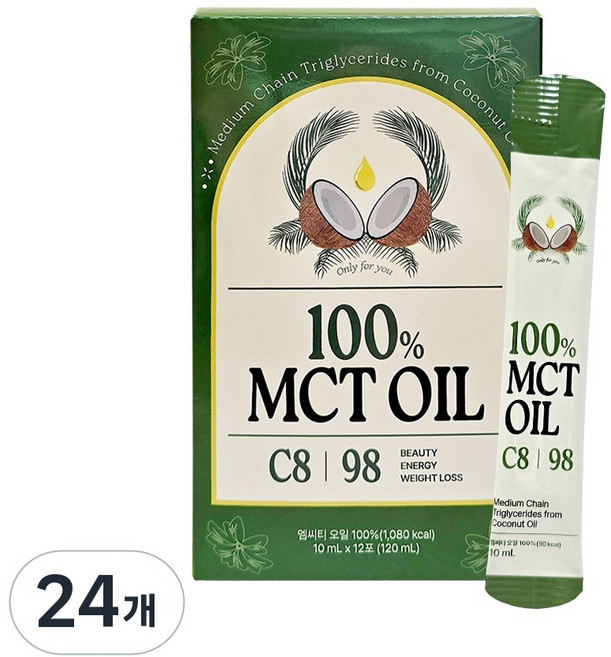MCT오일 코코넛 엠씨티 MCT 오일 다이어트 비건 기름, 24개, 10ml