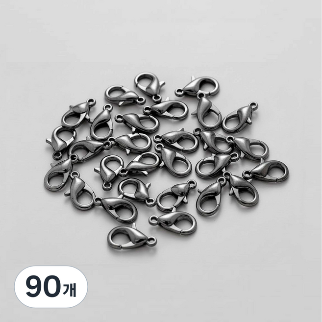 랍스터 고리 연결고리 키링 부자재 10mm, 90개, 건블랙