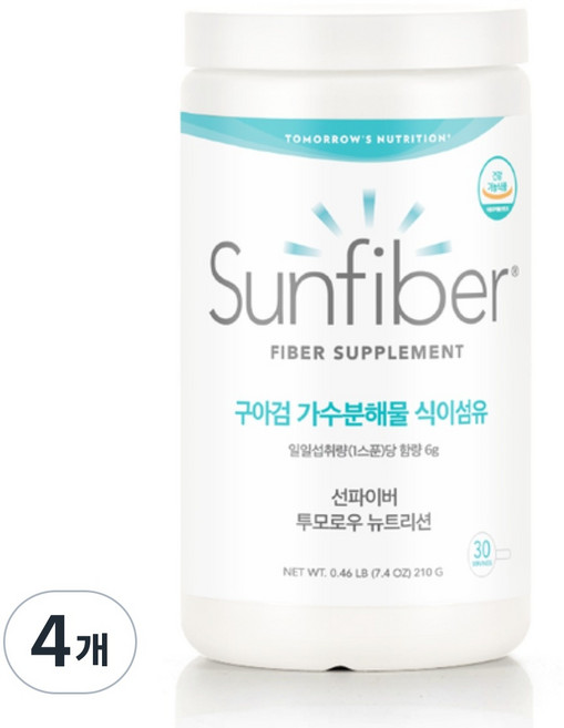 구아검가수분해물 미국 썬화이버 식이섬유 구아콩 쾌변 210g, 4개