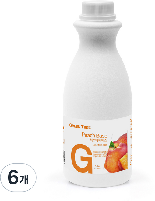그린트리 복숭아 에이드 베이스 1.2kg, 6개