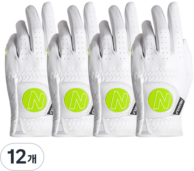 네오글러브 JS001 올양피 주니어 왼손 골프장갑 여성 작은손 14호~17호 4장세트, 화이트, 12개