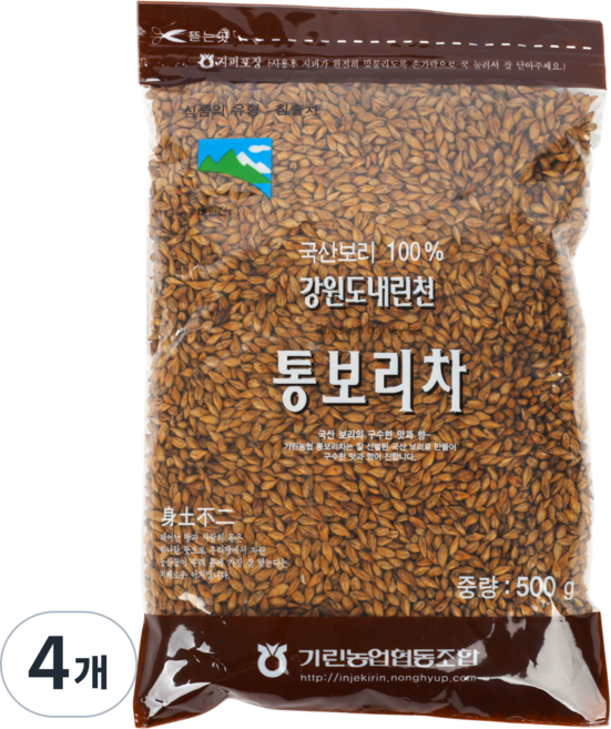 기린농협 내린천 국산 통보리차, 500g, 4개, 1개입