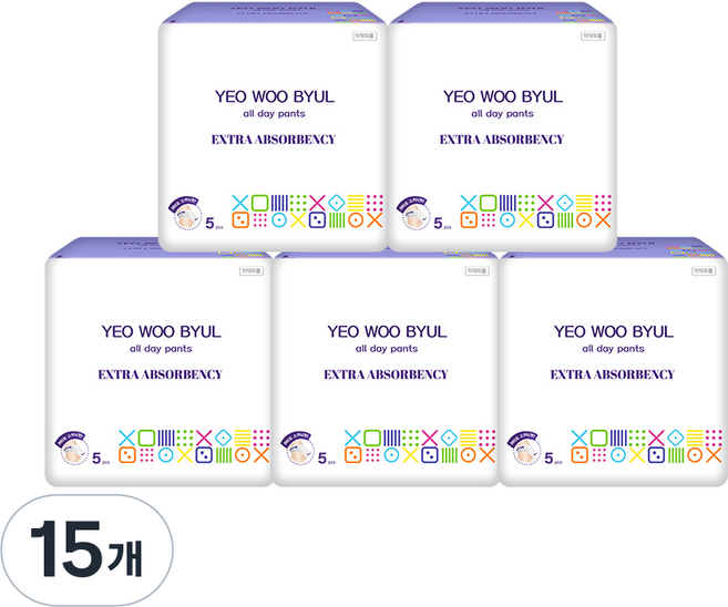 여우별 올데이 팬티형 생리대, 15개, 5개입, 대형