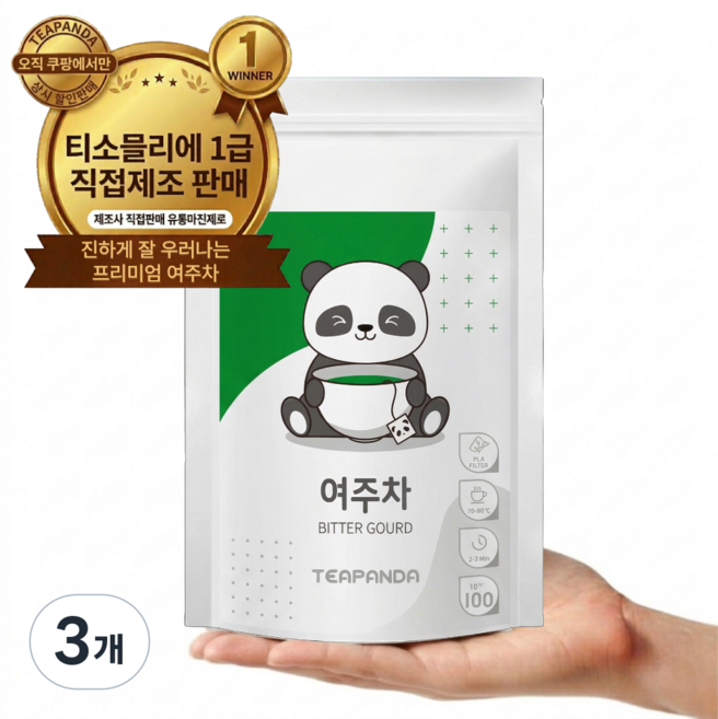티판다 국산 100% 볶은 여주차 삼각티백, 3개, 100개입, 100g