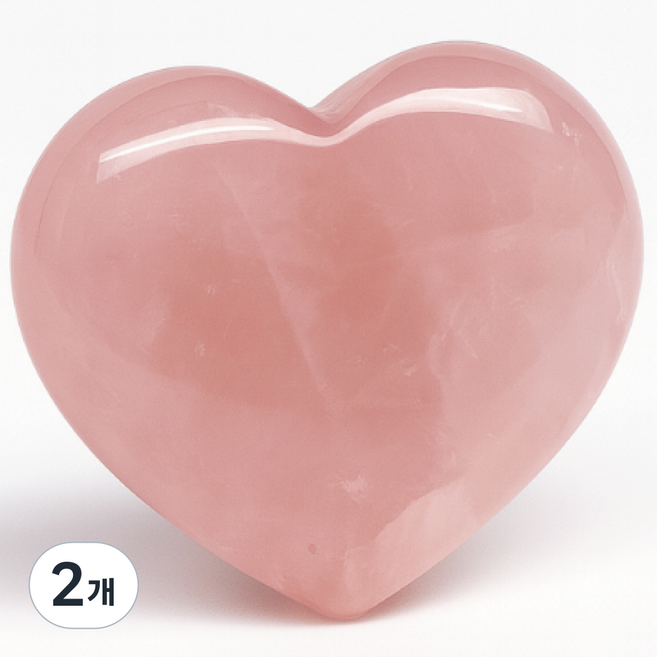 천연 로즈쿼츠 하트 원석 파워스톤 | 장미수정 사랑 에너지 크리스탈, 빅하트, 2개