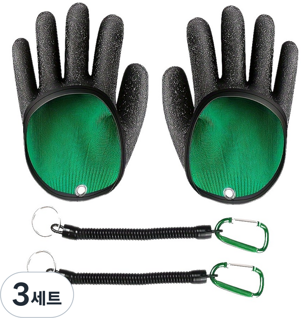 카모르 찔림 미끄럼방지 방수 낚시장갑 양손세트, 딥블랙, 3세트