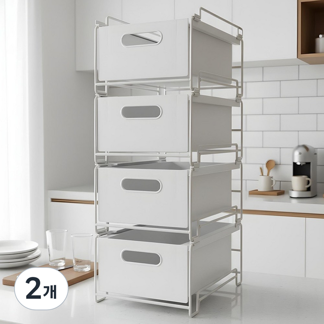 마치홈 슬라이딩선반 주방정리 서랍함, 2개