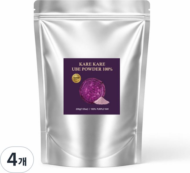 까레까레 100% 프리미엄 우베 파우더, 4개, 1개입, 200g