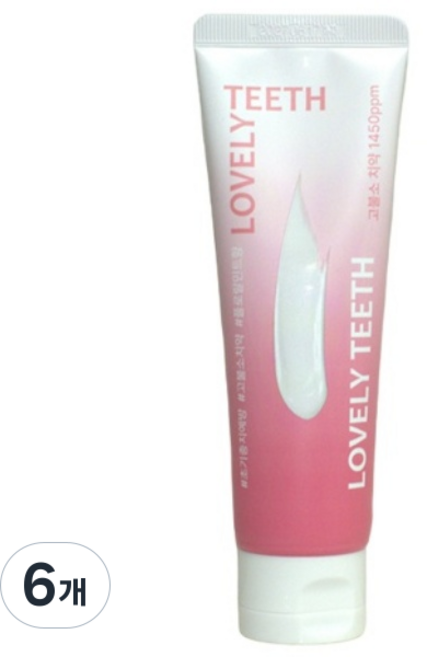 러블리티스 1450ppm 고불소 치약 아카시아향 천연 계면활성제, 100g, 6개