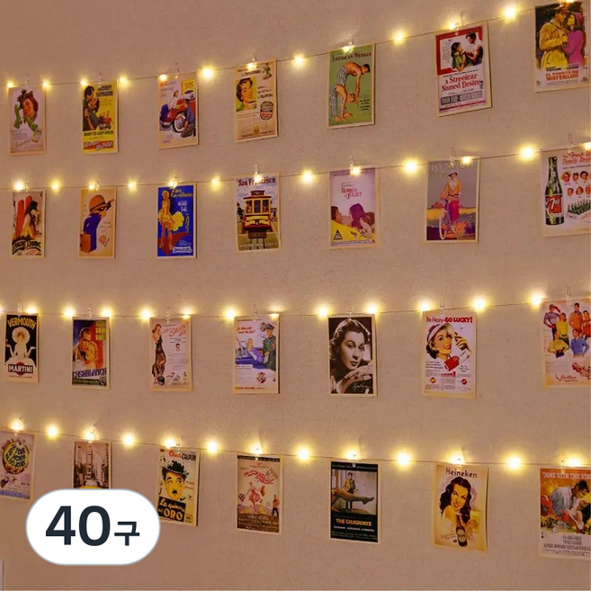 도르 인생네컷 LED 집게 사진걸이 2m, 주광색, 2세트