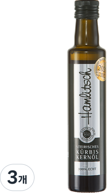 오스트리아 함리치 유기농 호박씨오일 100% 냉압착 호박씨유, 3개, 250ml