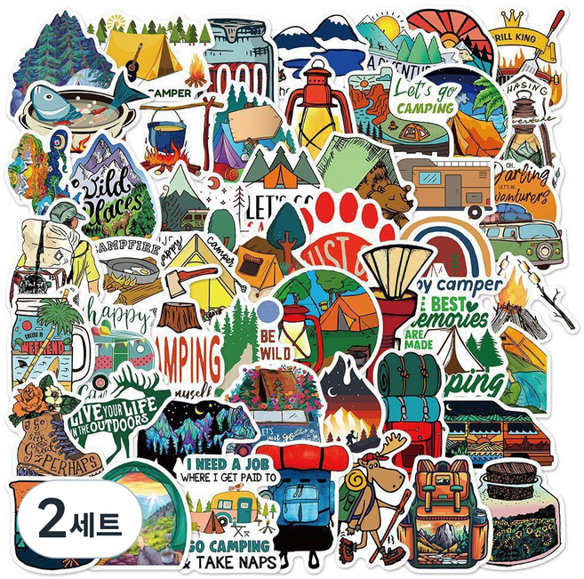 포트렘 캐리어스티커 노트북스티커 꾸미기, 2세트, 05_캠핑