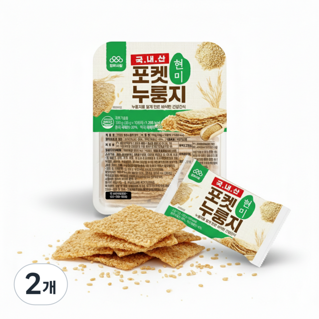 엄마사랑 국내산 포켓 누룽지 현미, 330g, 2개