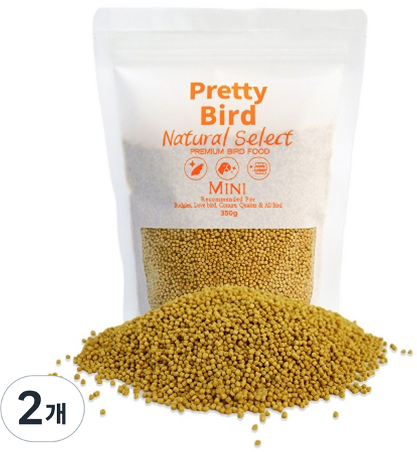 프리티버드 네츄럴 셀렉 미니 앵무새 사료, 350g, 2개