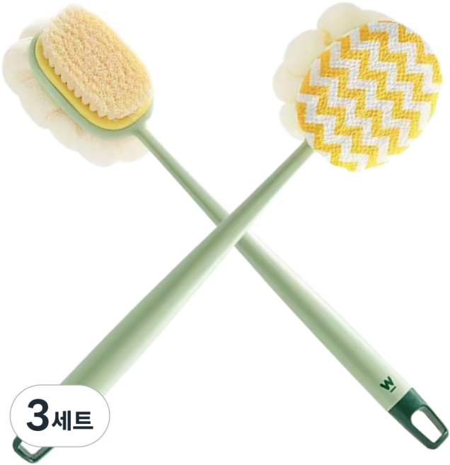 오피셜에이치 등드름 바디브러쉬 등 때밀이 봉, 그린, 3세트, 2개입