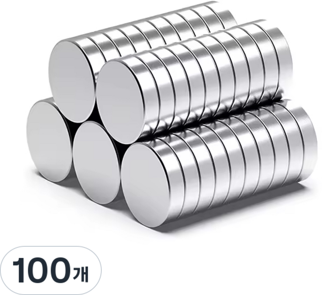 투데이리빙 초강력 네오디움 마그네틱 원형 자석 지름 10mm x 두께 3mm R99948S, 실버, 100개