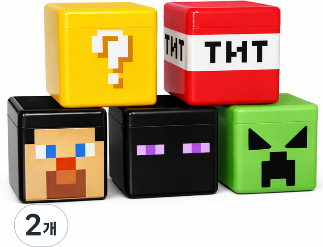 웰키 자석 블럭 마인크래프트 마그네틱 보관함 케이스 정리함 TNT 스티브 피규어, 2개, TNT보관함