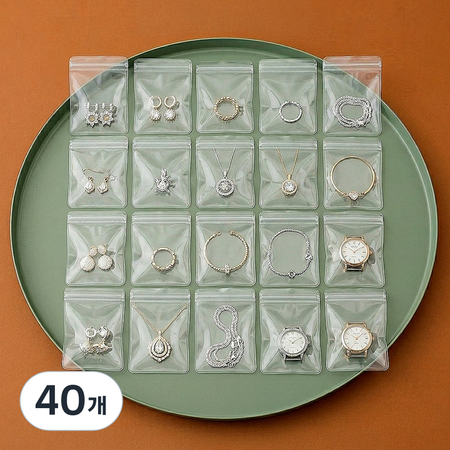 쥬얼리 수납 지퍼백 대형 8X12cm 여행용 약 스티커 보관, 40개, 투명