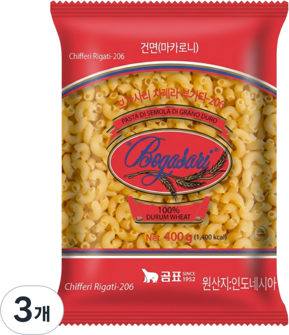 제분 보가사리 마카로니, 500g, 3개