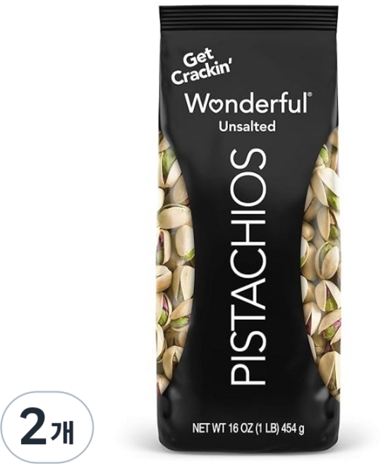 원더풀 무염 피스타치오 껍질째 단백질 스낵 비건 글루텐프리 고소한 두쫀쿠 ss7043816, 2개, 450g