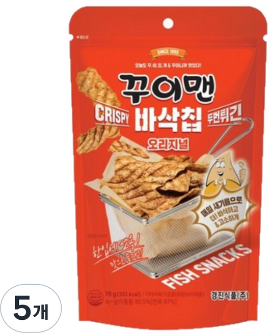 꾸이맨 바삭칩, 5개, 70g