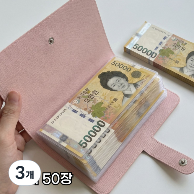 현금 바인더 저축 챌린지 다이어리, 3개, 인디 핑크