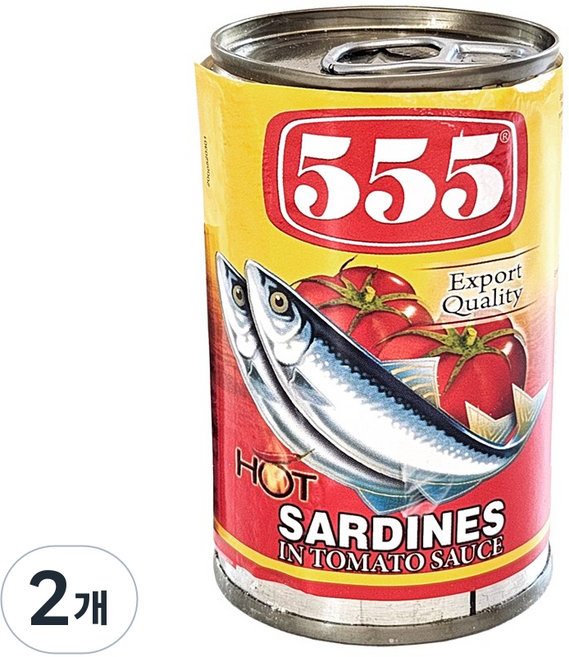 555 Sardines in Tomato Sauce Hot 사딘스 토마토 핫 매운맛, 155g, 2개