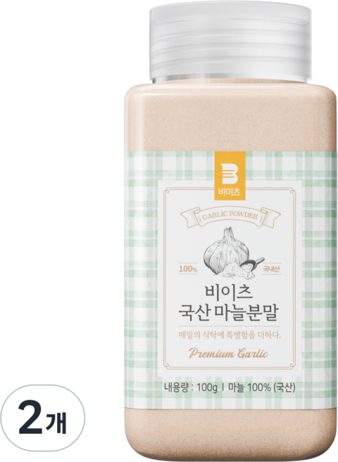 [100% 국산] 비이츠 국산 마늘 가루, 2개, 100g