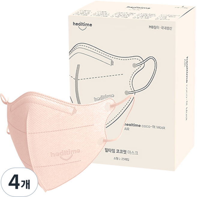 힐타임 코코핏 KF94 컬러 마스크 소형L 새부리형 숨쉬기편한, 25매입, 4개, 블러쉬베이지