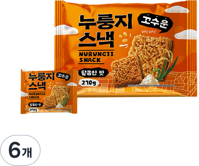꼬수운 누룽지스낵 달콤한맛, 6개, 270g