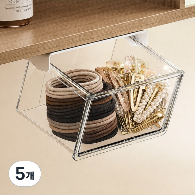 마코제이 무타공 부착식 슬라이딩 히든 서랍, 화이트, 5개