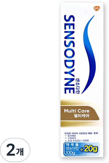센소다인 멀티케어 시린이개선 치약, 120g, 2개