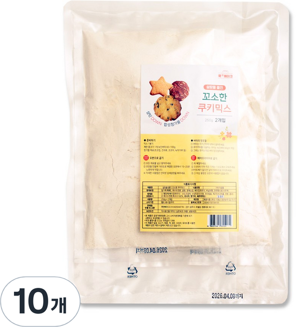 설탕을 줄인 꼬소한 쿠키믹스, 250g, 10개