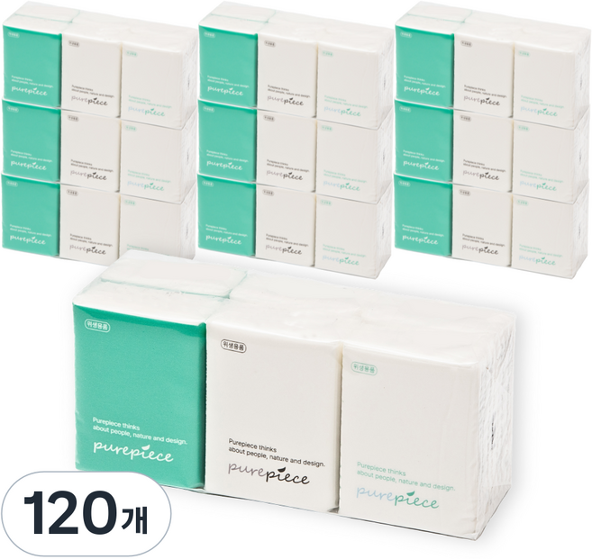 퓨어피스 휴대용 포켓티슈 3겹, 120개, 10매입