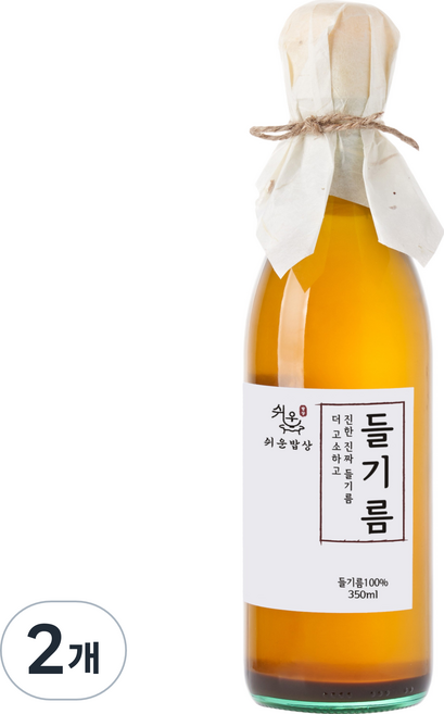 쉬운밥상 고소한 들깨 100% 들기름, 350ml, 2개