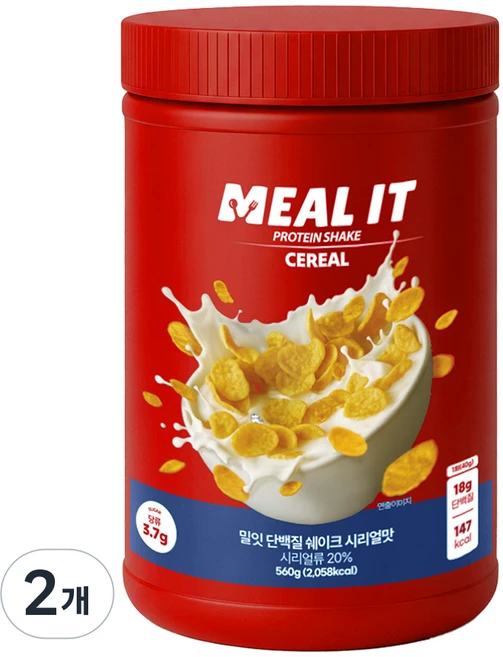 밀잇 식단관리 단백질 쉐이크 시리얼맛, 2개, 560g - 쿠팡