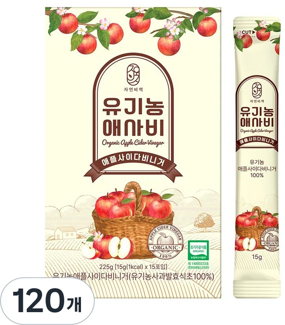 물 한방울넣지 않은 자연비책 유기농 애사비 스틱, 120개, 15g - 쿠팡