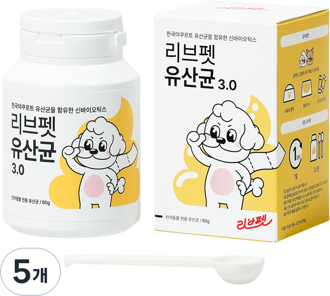 리브펫 강아지 고양이 유산균, 60g, 장건강/유산균, 5개