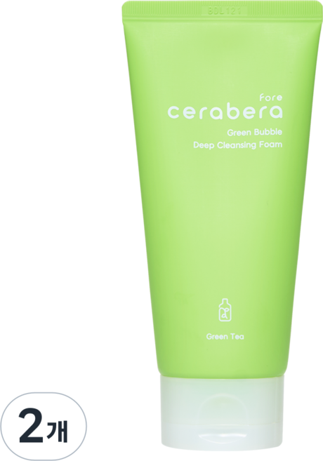 진한녹차 세라베라 그린버블 딥 클렌징폼 (약산성 아미노산 클렌저), 2개, 120ml